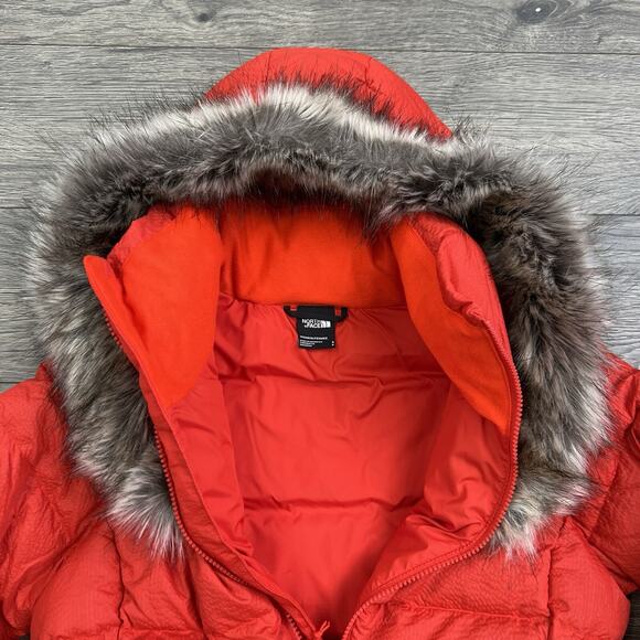 The North Face Dreamer Parkina Jacket Size Small Womens Fiery Red 600 Down Coat - Picture 4 of 14